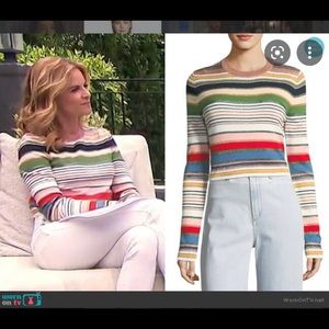 VERONICA BEARD Palmas Striped Metallic Sweater Size Small Preppy Designer